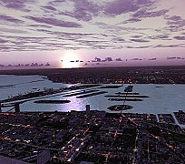 Port o Miami at sunset